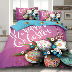 Lenjerie de pat, Bumbac Finet 4 Piese, Tematica de Paste 20