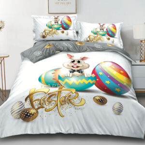 Lenjerie de pat, Bumbac Finet 4 Piese, Tematica de Paste 3