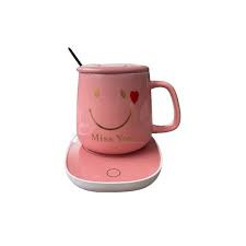 Set cana ceramica, cu incalzire, Roz scris auriu Miss You, 350 ml 0200