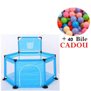 Tarc de Joaca + Cos de Baschet Pentru Copii cu 40 bile Cadou, Albastru, 01000bby