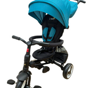 Tricicleta L-Sun 360, Albastru- Turcoaz, Ultrapliabila, Multifunctionala, Cu Scaun Rotativ si Pozitie de Somn, 04800BBY