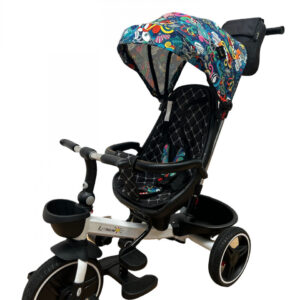 Tricicleta Pliabila SL01, Culoare Multicolora Grafiti, Cu Scaun Rotativ si Pozitie de Somn, 03600BBY