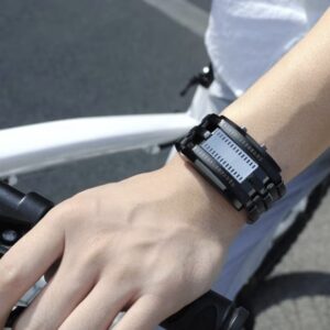 Ceas barbatesc, curea din otel inoxidabil, waterproof, sistem binar, geam din sticla