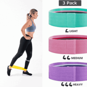 Set 3 benzi elastice din material, 3 niveluri de rezistenta, saculet inclus