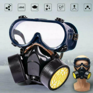 Ochelari de protectie si masca dubla cu 2 filtre de carbon