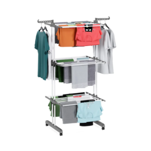 Uscator rufe, pliabil vertical, cu roti, 6 polite