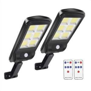Set x2 Lampa cu Incarcare Solara 100W, 160 LED-uri COB, telecomanda