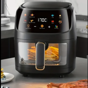 Friteuza cu aer cald, Air Fryer, afisaj digital, fereastra de previzualizare, LCD Touch Control, capacitatea 8 L, 2400w