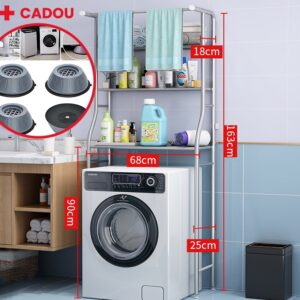 PACHET PROMO! Raft depozitare masina de spalat, 3 polite, etajera baie + SET 4 PICIORUSE ANTIDERAPANTE MASINA DE SPALAT