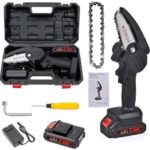 Mini drujba cu lant cu 1 acumulator, fara fir, lama 4 inch, portabila