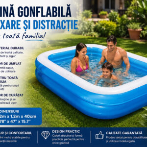 Piscină Gonflabilă pentru Curte și Grădină – Dimensiune 200x120x40 cm