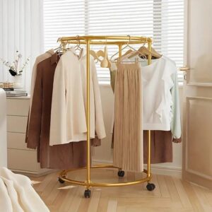 Suport Rotund pentru Haine din Oțel Inoxidabil cu Roți Pivotante – 130 cm, Capacitate 50 KG, Design Modern